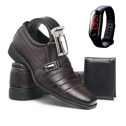 Kit Sapato Social + Cinto + Relógio + Carteira